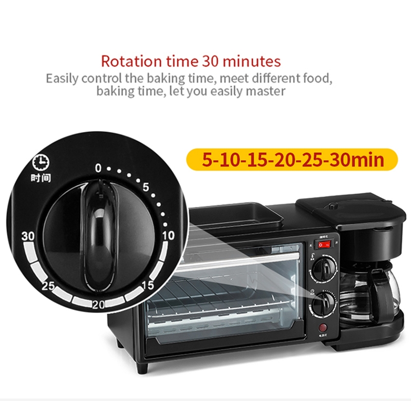 Three in one coffee maker electric oven Home breakfast machine toaster grill pan bread toaster
