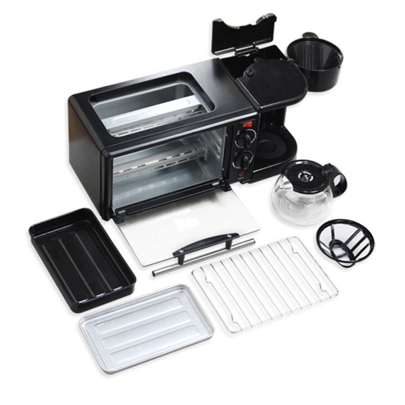 Three in one coffee maker electric oven Home breakfast machine toaster grill pan bread toaster