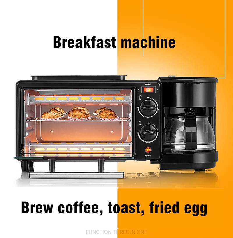 Three in one coffee maker electric oven Home breakfast machine toaster grill pan bread toaster