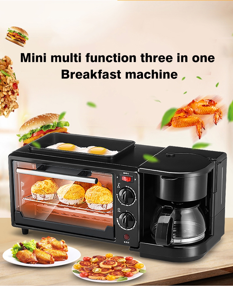 Three in one coffee maker electric oven Home breakfast machine toaster grill pan bread toaster