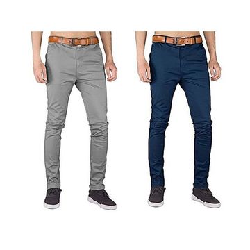 Fashion 2Pack, Soft Khaki Men's Trouser Slim Fit Official Casual- Grey ...