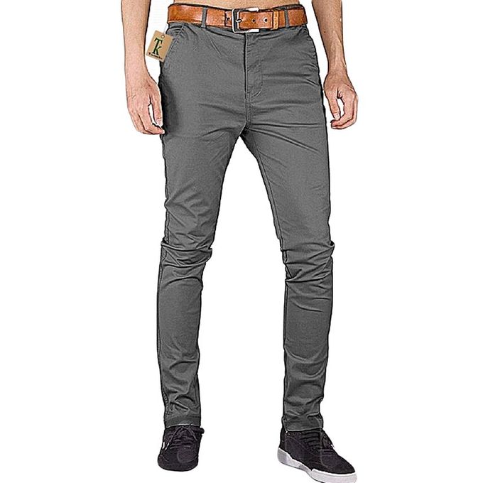 Best Price For Fashion Soft Khaki Trouser Stretch Slim Fit Casual Dark Grey