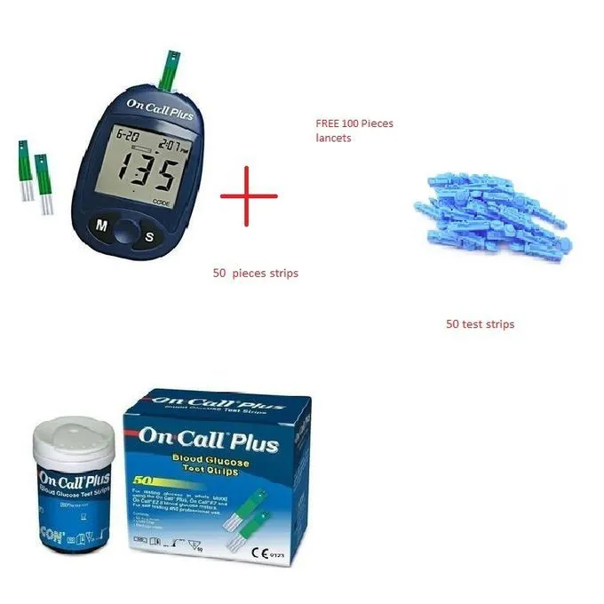 On Call PlusGlucometer, 50Test Strips,100 Lancets