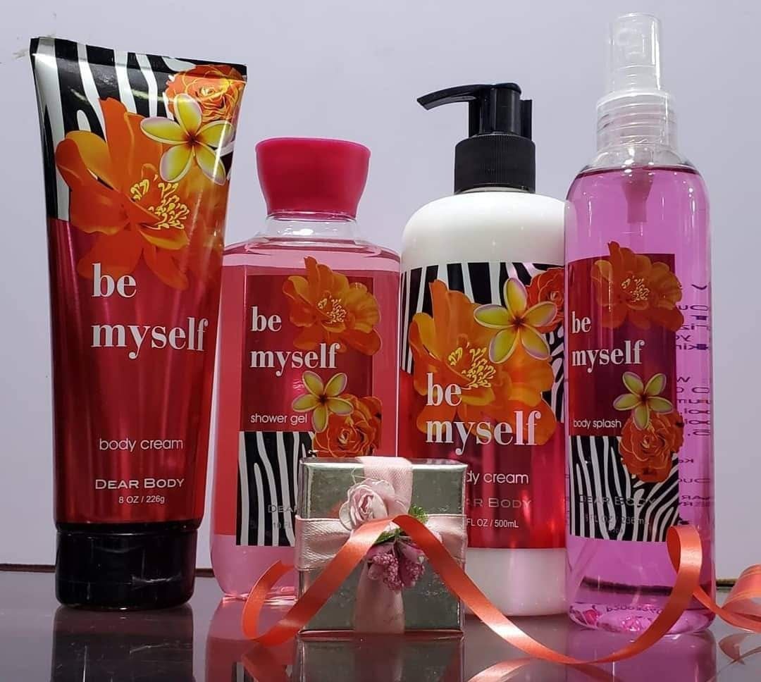 4 Pack Dear Body Be Myself Shower Gel, Body Splash, Body Cream and Body Lotion Sweet Fresh Scent Keep Fresh Skin Care Healthy and Beauty Body Washes Set Of 4 Signature Collection Body Luxuries