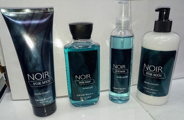 4 Pack Dear Body Noir For Men Lotion, Shower Gel ,Body Splash & Cream Sweet Fresh Scent Keep Fresh Shower Gel Body Lotion Skin Care Signature Collection Body Luxuries