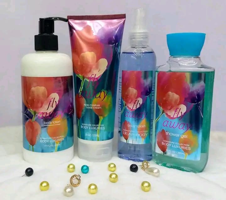 4 Pack My Dear Body Fly Away Shower Gel, Body Spash, Body Cream and Body Lotion Sweet Fresh Scent Keep Fresh Revitalize and Smoothen Skin Carre Body Care Body Washes Signature Collection Body Luxuries