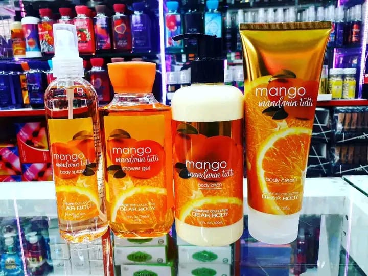 4 Pack My Dear Body Mango Mandarin Tutti Shower Gel, Body Splash, Body Cream and Body Lotion Sweet Fresh Scent Keep Fresh Revitalize and Smoothen Skin Care Body Care Signature Collection Body Luxuries