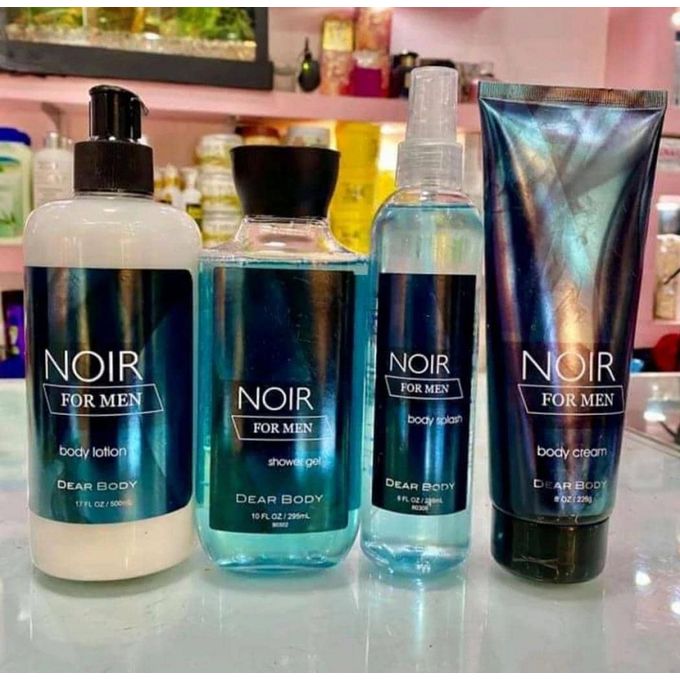 4 Pack Dear Body Noir For Men Lotion, Shower Gel ,Body Splash & Cream Sweet Fresh Scent Keep Fresh Shower Gel Body Lotion Skin Care Signature Collection Body Luxuries