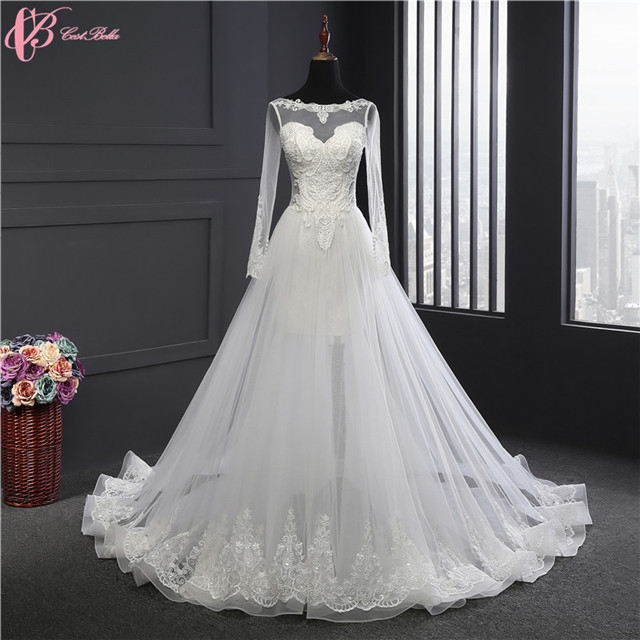 New Fashion Long Sleeve Cathedral Train Victorian Lace Wedding Dress ...