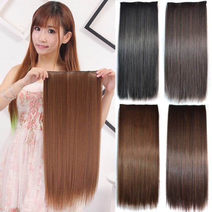High Temperature Fiber Straight Hair Piece Five Clip On Straight