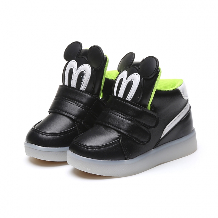 Children Shoes With Light Chaussure Led Enfant Spring Autumn New Stars Led Girls Shoes Sports Breathable Boys Sneakers Shoes 10, Black