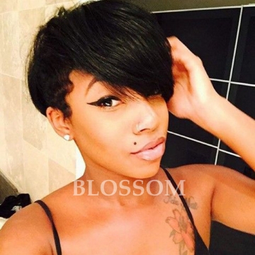 Long Bangs Short Human Natural Hair Wigs Pixie Cut Black Long Bangs Short Human Natural Hair Wigs Pixie Cut Black For