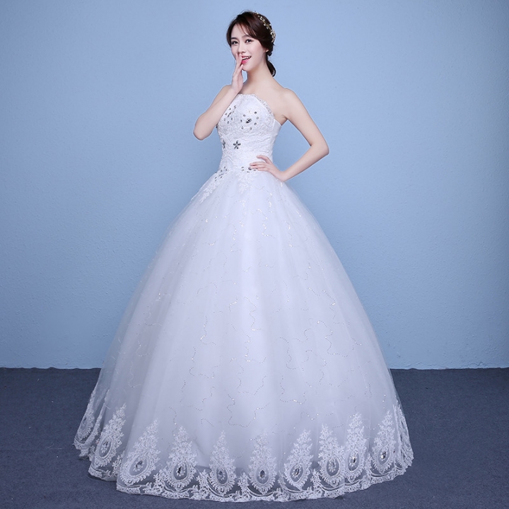 Women Off The Shoulder Fake Diamond Embroidered Maxi Wedding Dress