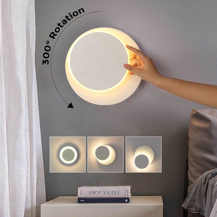 Mcdfl Modern Warm White Led Wall Light Rotating Led Lights Bedroom Living Room Lamp Indoor Lighting Matte White Round As Picture As Picture