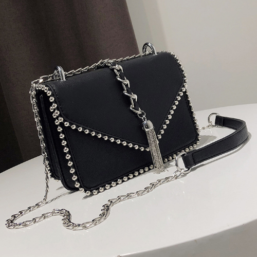 black chain side bag