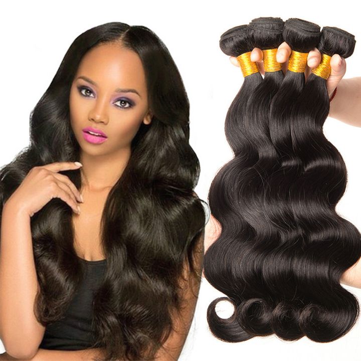 Brazilian Body Wave Hair Weave Bundles Natural Color Synthetic