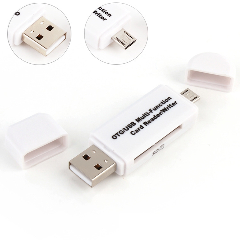 4in1 USB OTG Card Reader Micro SD/TF Memory Card Reader for Android Mobile Phone Computer Extension White for PC/Laptop/Android Phones unlimited