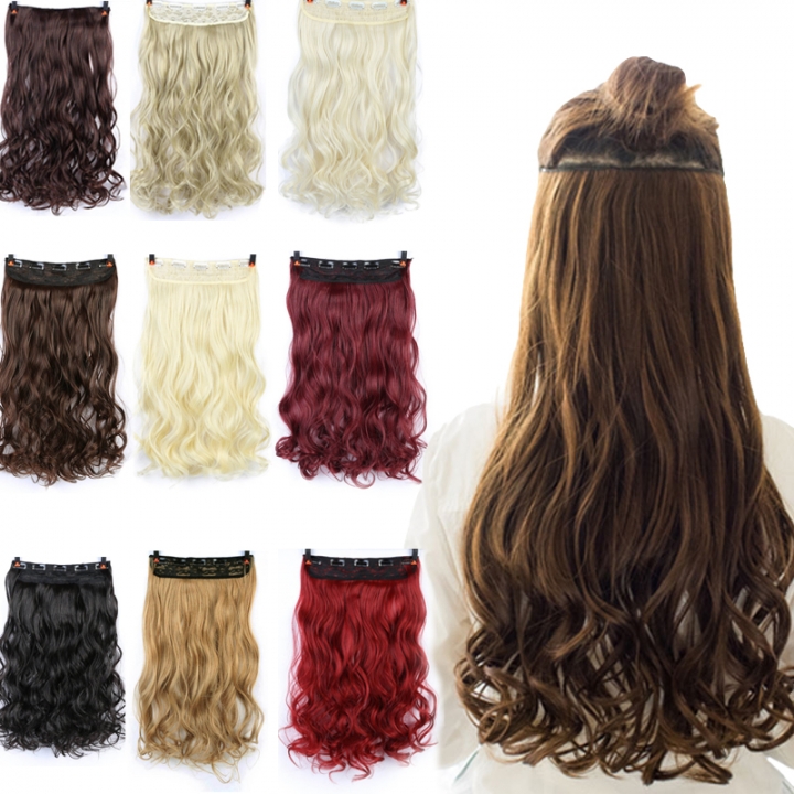 5 Clip In Hair Extension Heat Resistant Fake Hairpieces Long Wavy