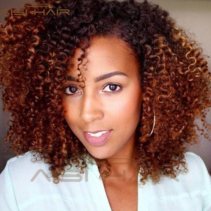 Beauty Synthetic Wigs Short Afro Kinky Curly Ombre Black Gray