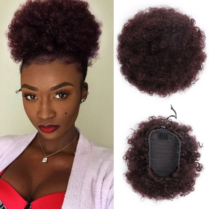 Puff Short Kinky Curly Chignon Synthetic Hair Bun Drawstring Wrap