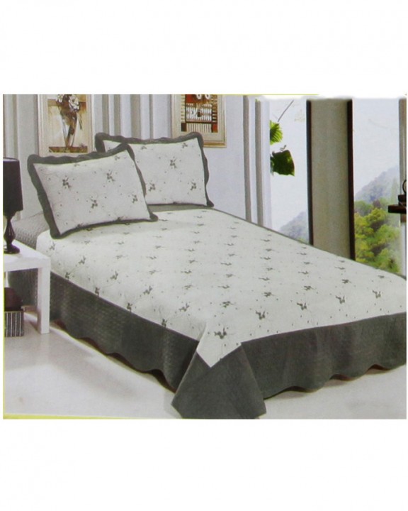 Classical Patterned Duvet Cover With 2 Pillow Cases Grey White