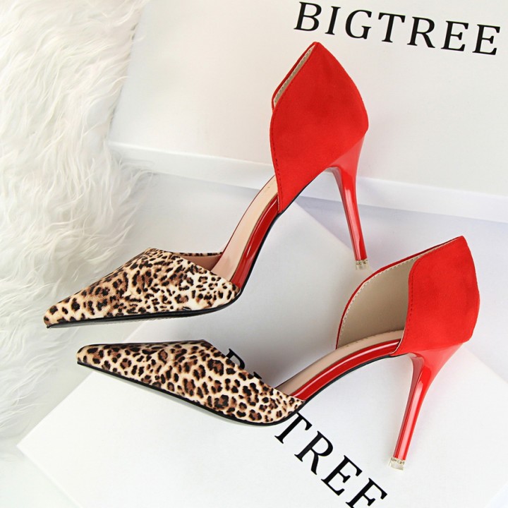 red and leopard print heels