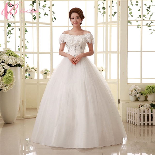 Elegant Off Shoulder Lace Appliques Cheap Ball Gown Plus Size