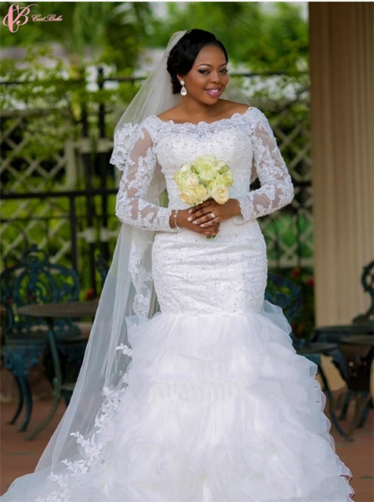 Cestbella African Style Mermaid Wedding Dress With Long Sleeves