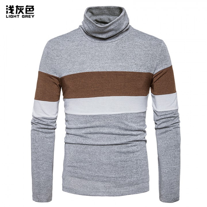2018 New Fashion Men Sweater Design Striped Cotton Soft Quality Pullover Men Turtleneck Casual Br