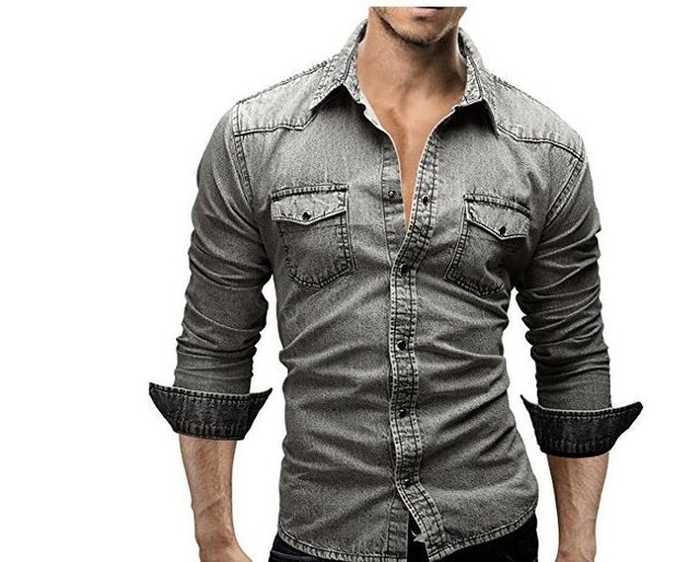 grey colour denim shirt